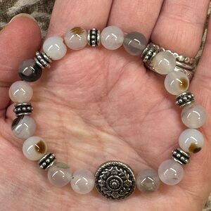 Flower Dendritic Agate Crystal Gemstone Stretch Bracelet Natural Healing Energy